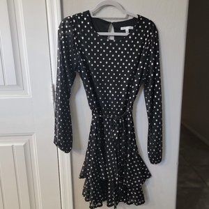 Black with gold polka dots dress